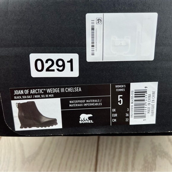 Sorel Women's Joan Of Arctic Wedge III Chelsea Bootie US5 Black Seat Salt $210 - Picture 8 of 9